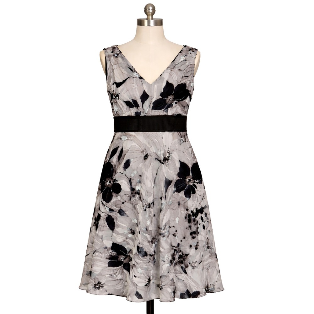 VTG Signature By Roobie Bee BOHO Babydoll Dress Womens 14W Black White Floral